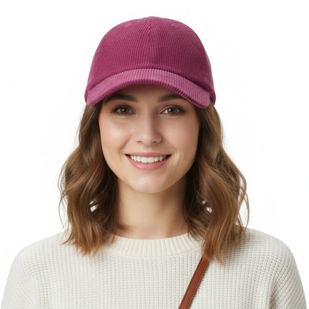 NWT Anthropologie Corduroy Baseball Cap Adjustable Buckle Strap Pink Womens OSFA - Picture 1 of 10